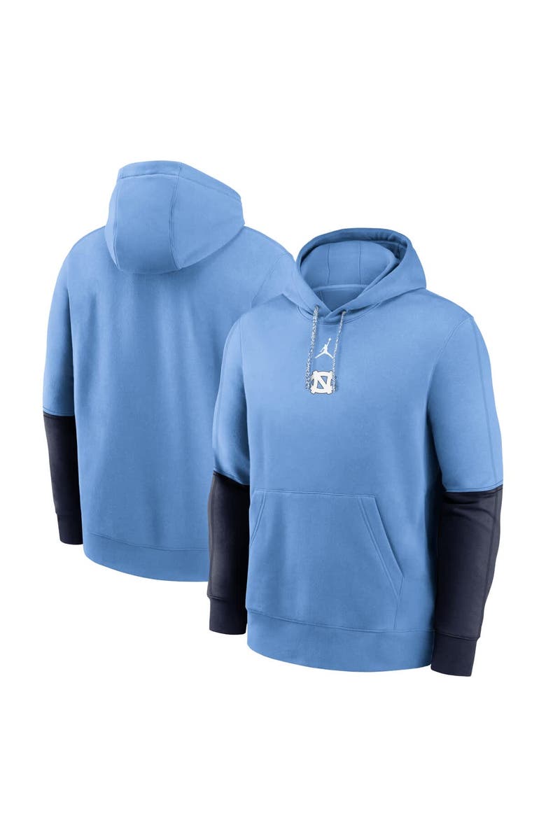 Jordan Brand Men's Jordan Brand Light Blue/Navy North Carolina Tar Heels 2024 Sideline Club Pullover Hoodie, Main, color, Light Blue
