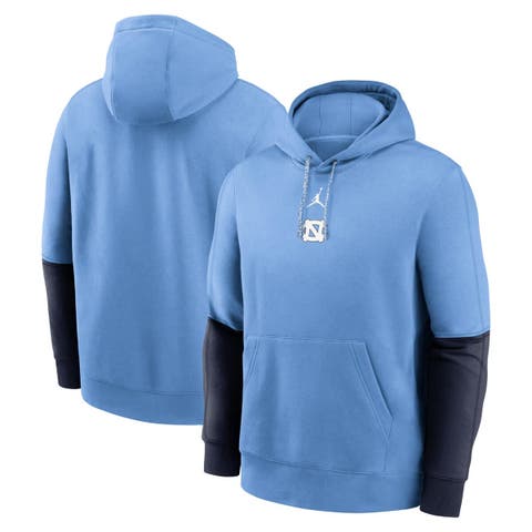 Men's Jordan Brand Light Blue/Navy North Carolina Tar Heels 2024 Sideline Club Pullover Hoodie