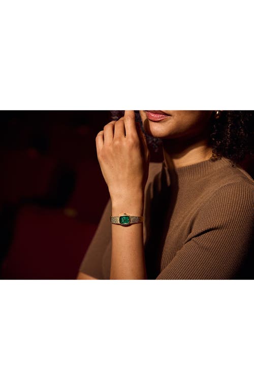 Bulova Goddess Of Time Malachite Mesh Strap Tonneau Watch, 17mm In Gold