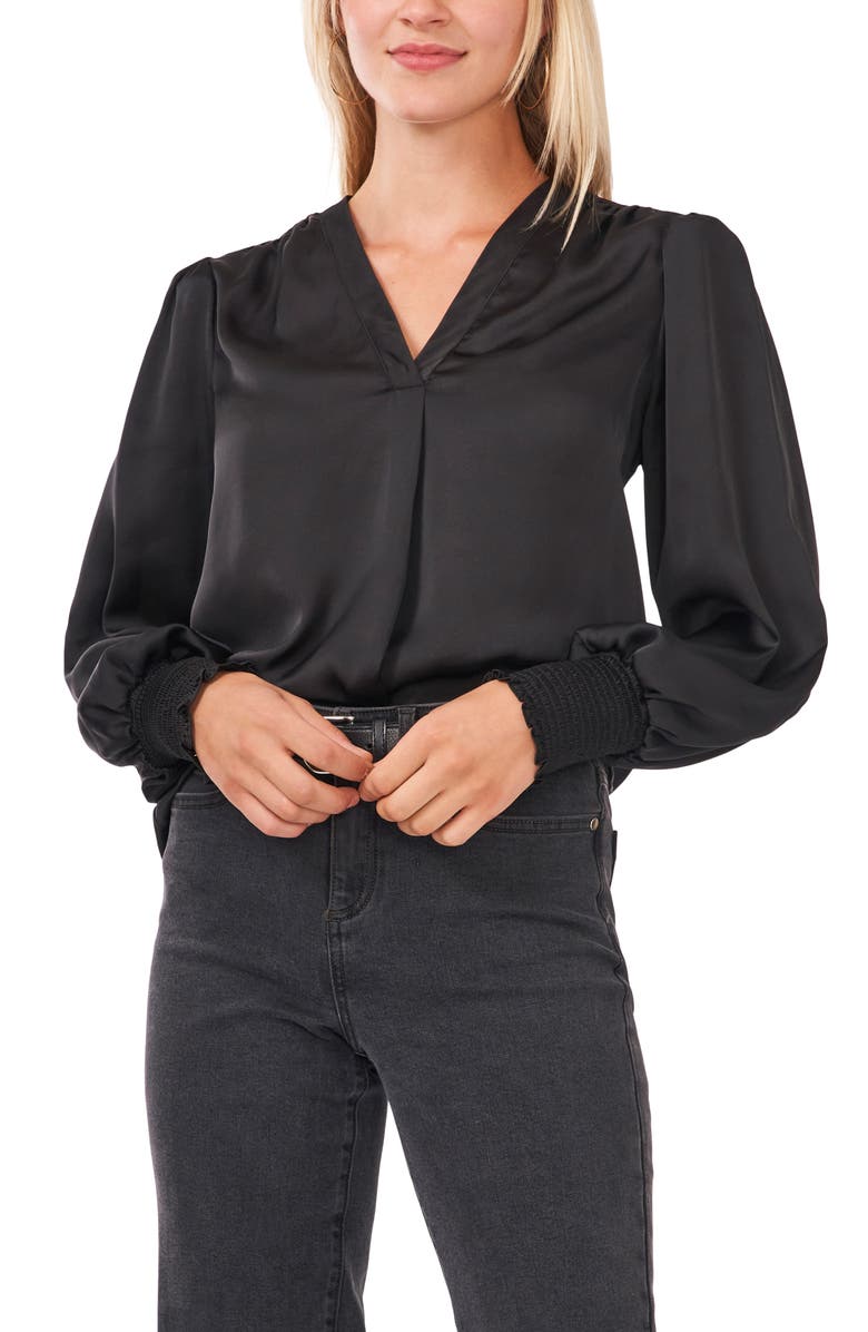 Vince Camuto Smock Cuff Rumpled Satin Blouse, Main, color, 
