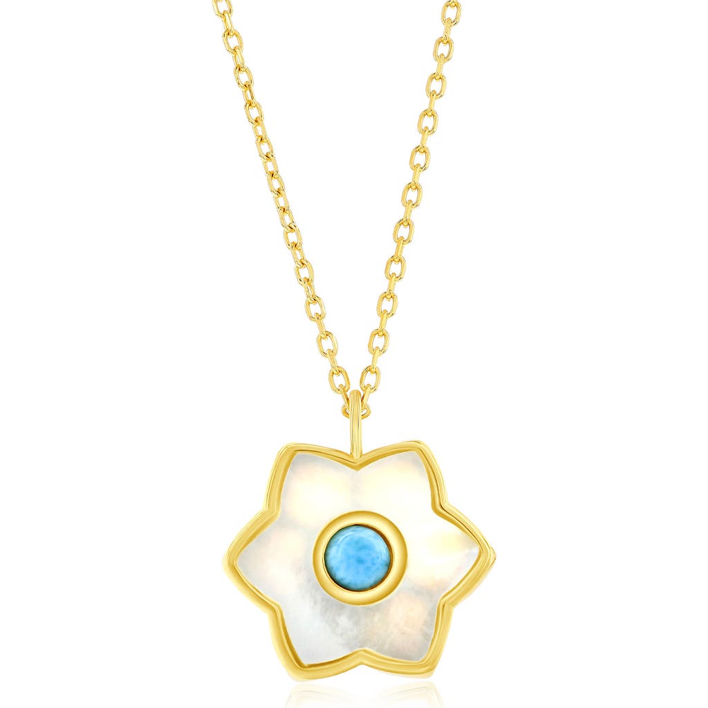 Simona Larimar & Mother-of-pearl Flower Pendant Necklace In Multi