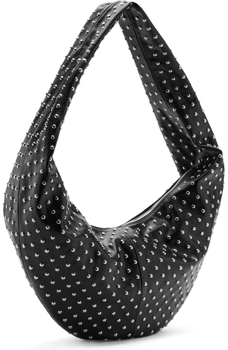 MANGO Stud Detail Faux Leather Oval Shoulder Bag, Alternate, color,