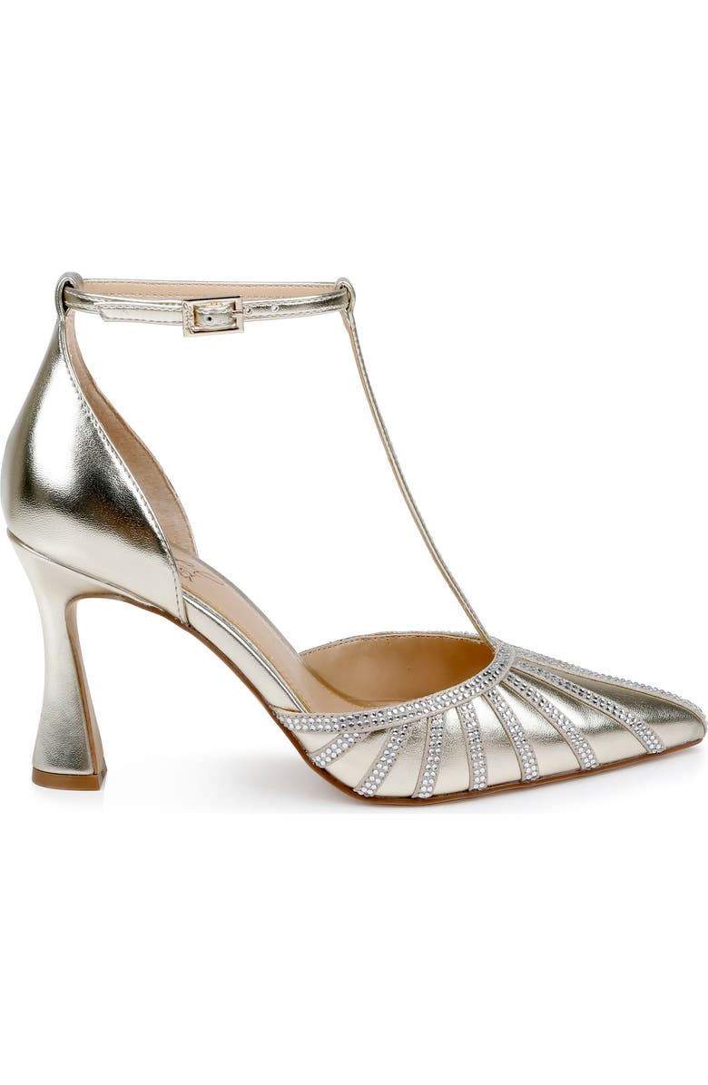 Jewel Badgley Mischka Faithlyn T-Strap Pointed Toe Pump, Alternate, color, Gold Metallic