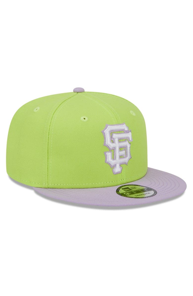 New Era Men's New Era Neon Green/Purple San Francisco Giants Spring Basic Two-Tone 9FIFTY Snapback Hat, Alternate, color,