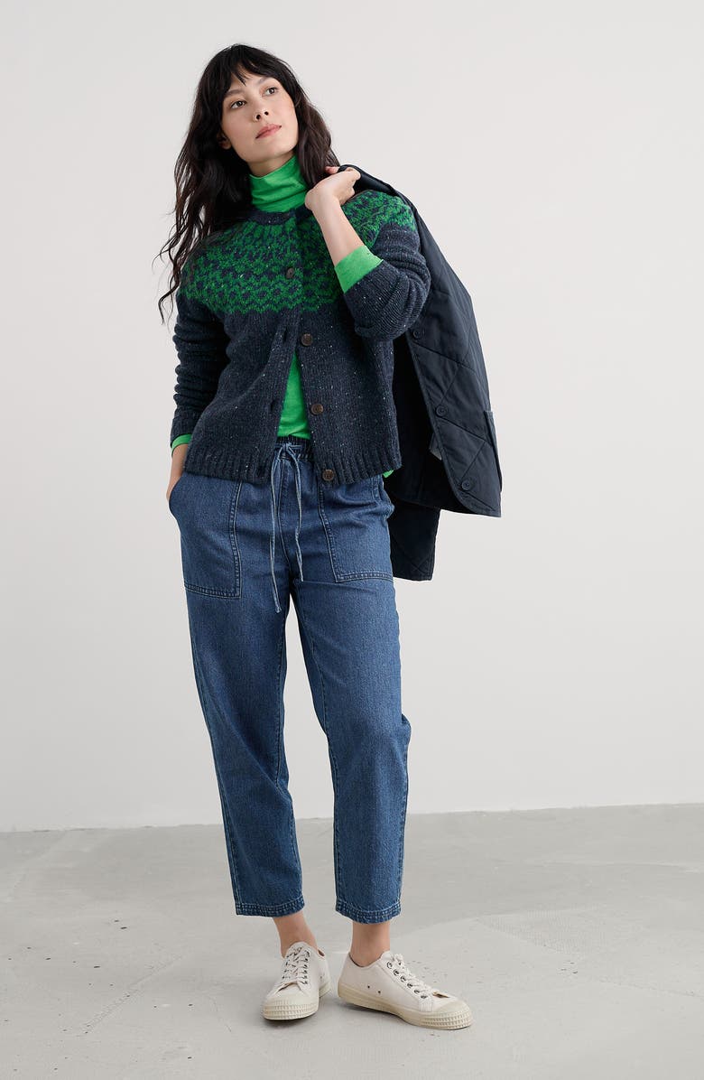 Seasalt Cornwall Port Kinnis Fair Isle Merino Wool Blend Cardigan, Alternate, color, Wag Tail Maritime Hedgerow