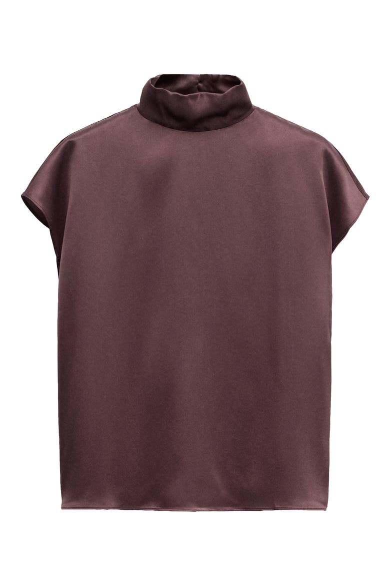 Mock Neck Silk Satin Top, Alternate, color, PURPLE