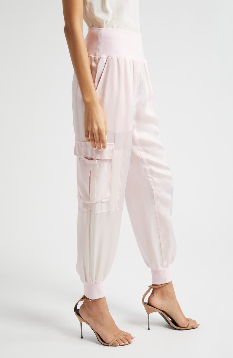 Cinq à Sept Giles Cupro Crop Cargo Joggers, Alternate, color, Icy Pink