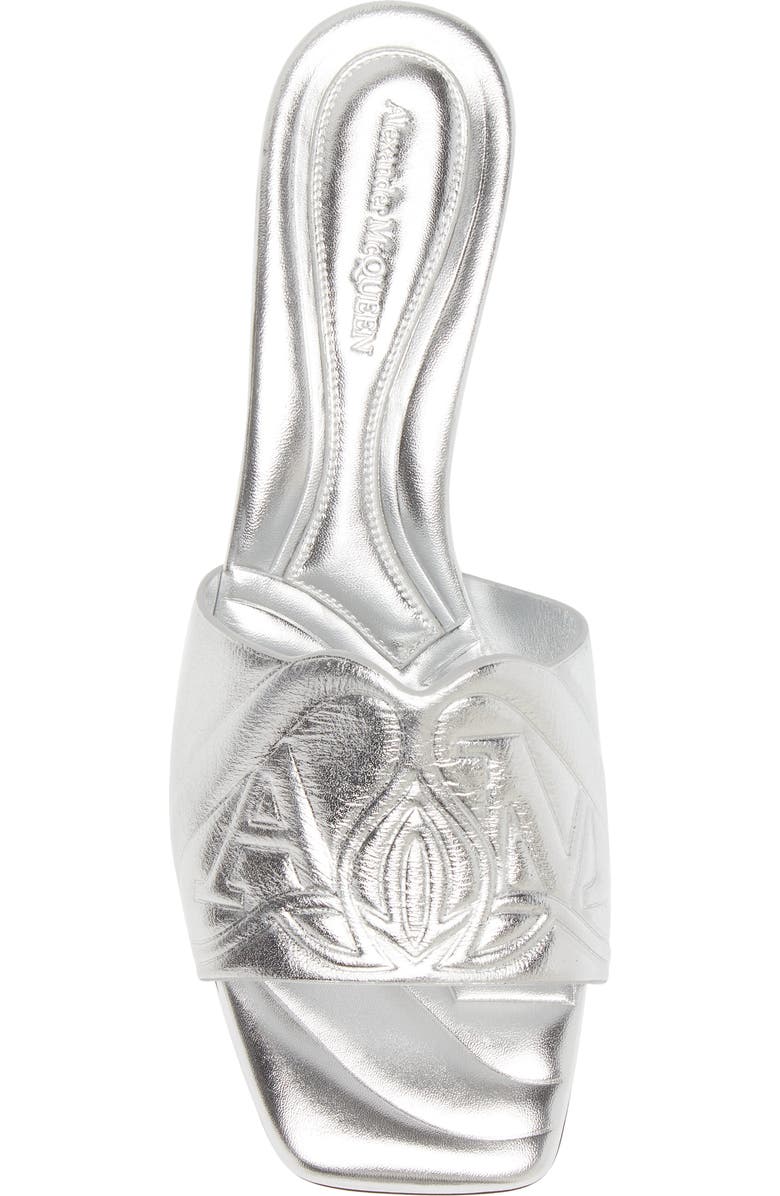 McQueen Seal Slide Sandal, Alternate, color, Silver