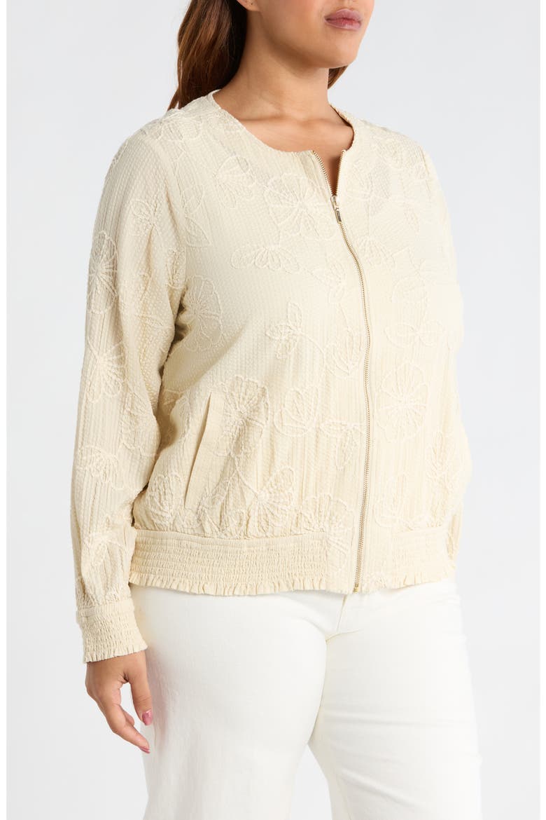 Floral Appliqué Cotton Jacket, Alternate, color, PALE SAND STRIPE
