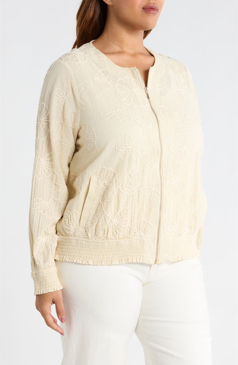 Liverpool Los Angeles Floral Appliqué Cotton Jacket, Alternate, color, Pale Sand Stripe