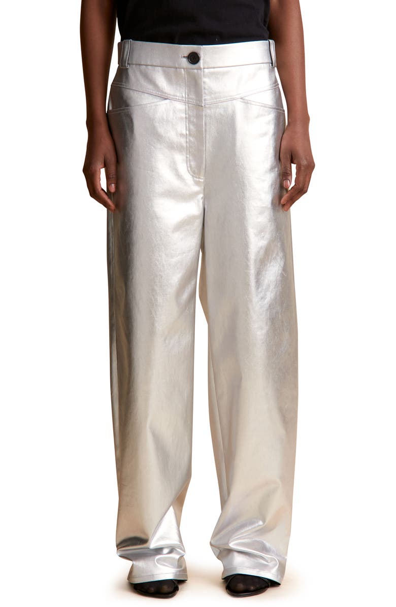 Khaite Preen Metallic Wide Leg Pants, Main, color,
