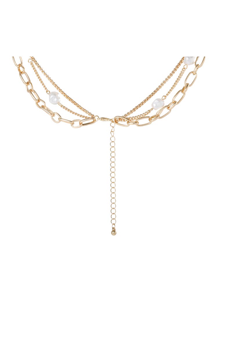 Layered Pearl Drop Chain Necklace, Alternate, color, Gold