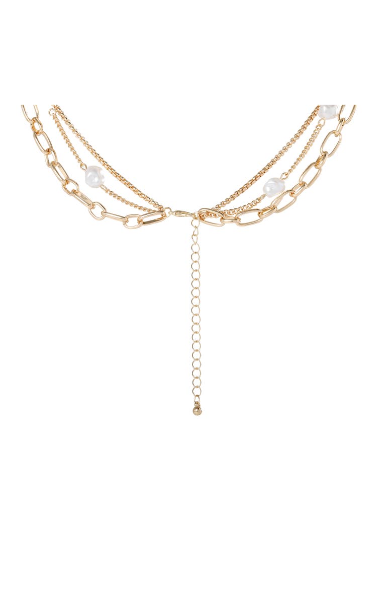 BCBG Generation Layered Pearl Drop Chain Necklace, Alternate, color, Gold