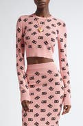 Dolce&Gabbana Logo Jacquard Crop Crewneck Sweater