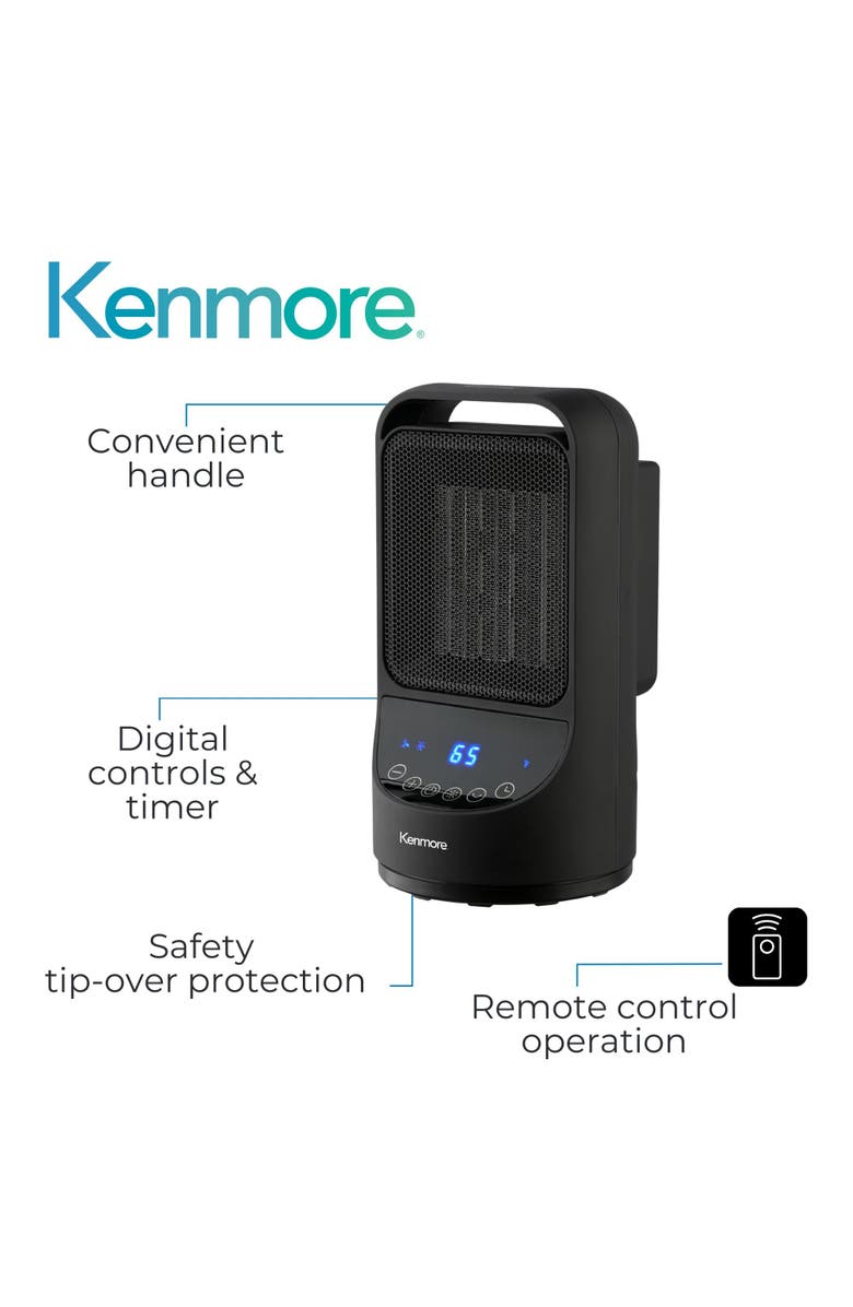 Kenmore 11.5 Inch Portable Ceramic Black Space Heater, Alternate, color, Black