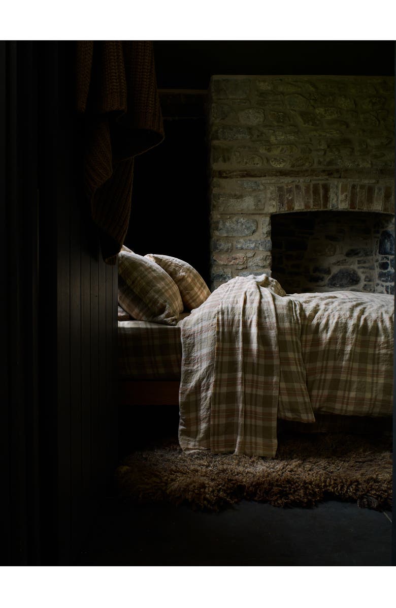 PIGLET IN BED Check Linen Duvet Cover, Alternate, color,