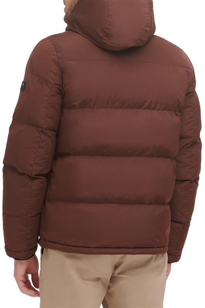 Hooded Puffer Jacket with Faux Shearling Lining, Alternate, color, BROWN