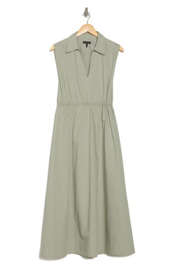 Rag & Bone Joan Sleeveless Poplin A-line Dress In Moss
