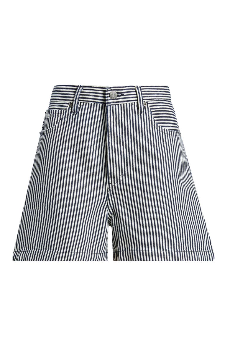 The Everyday High Waist Denim Shorts, Alternate, color, NAVY STRIPE