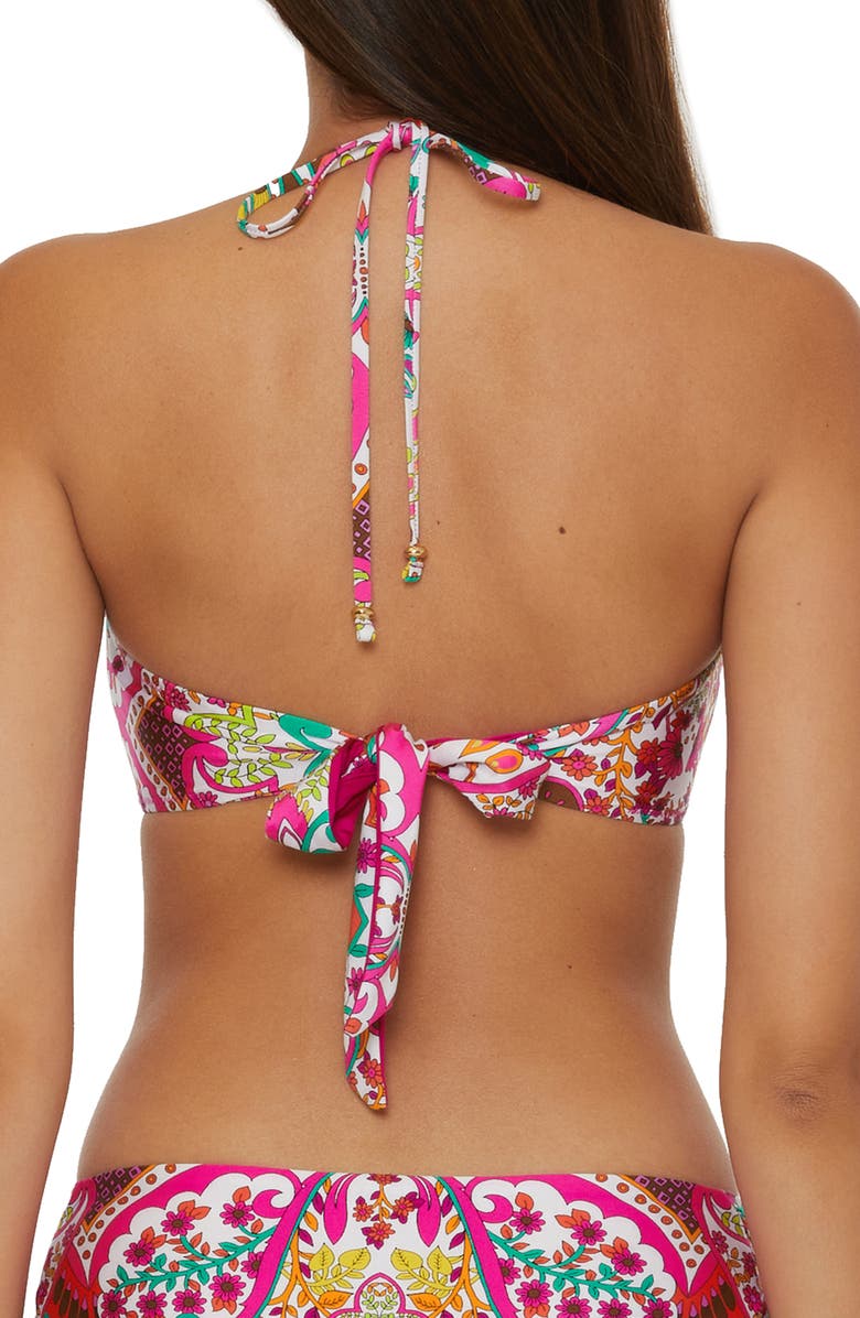 Trina Turk Hawaiian Bandeau Bikini Top, Alternate, color, Pink Multi