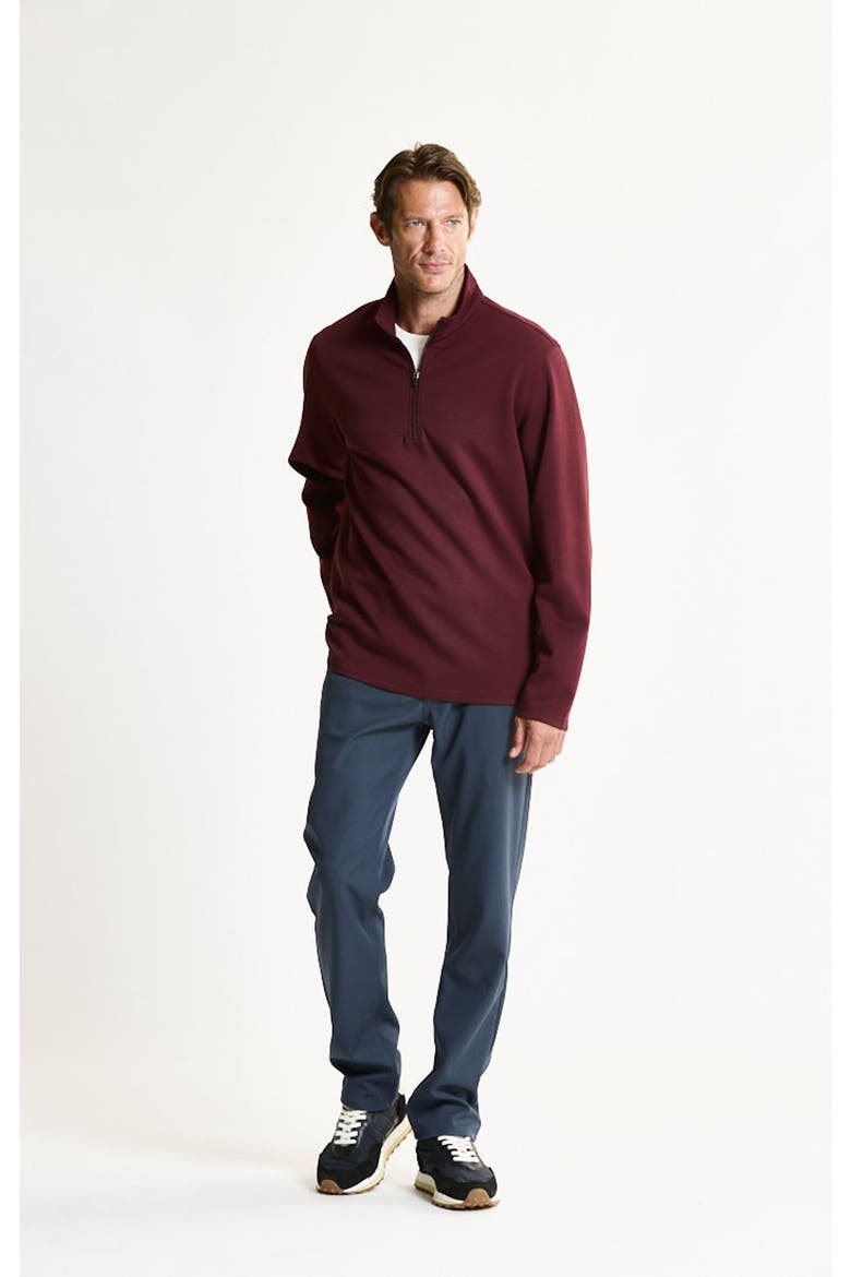 Micro Stripe Pullover Quarter Zip, Alternate, color, DARK RED