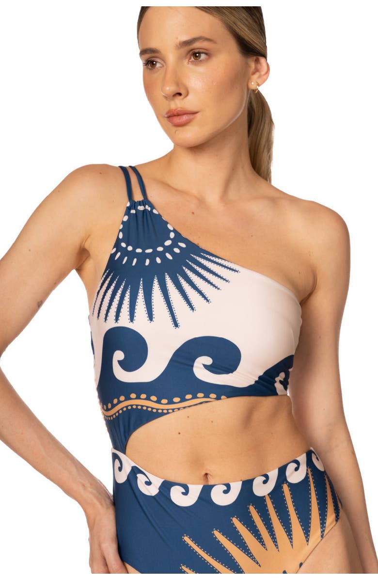 KIBYS Sacred Sun Hannah Cobalt Trikini One Piece, Alternate, color, Navy Blue Print