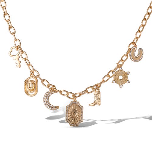 Jessica Simpson Starburst Charm Necklace In Gold
