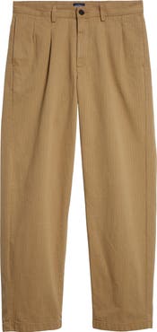 Noah Double Pleat Cotton Herringbone Pants