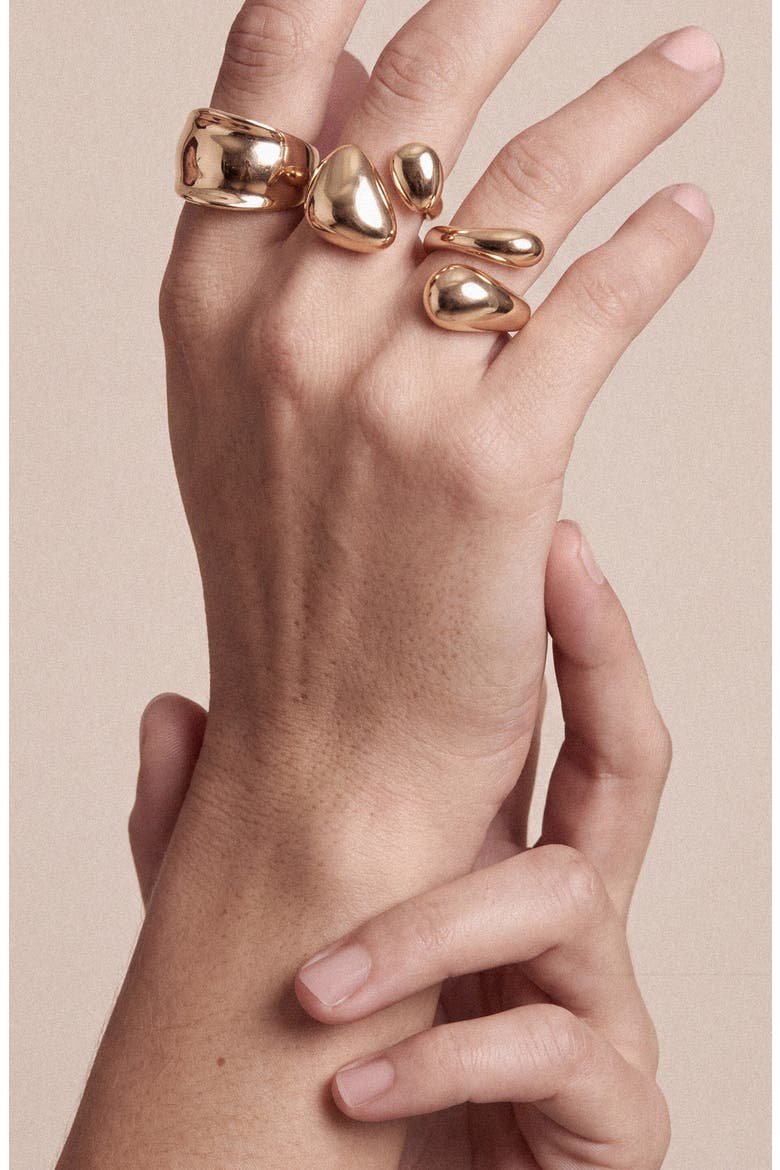 Modern Organics Set of 3 Rings, Alternate, color, GOLD