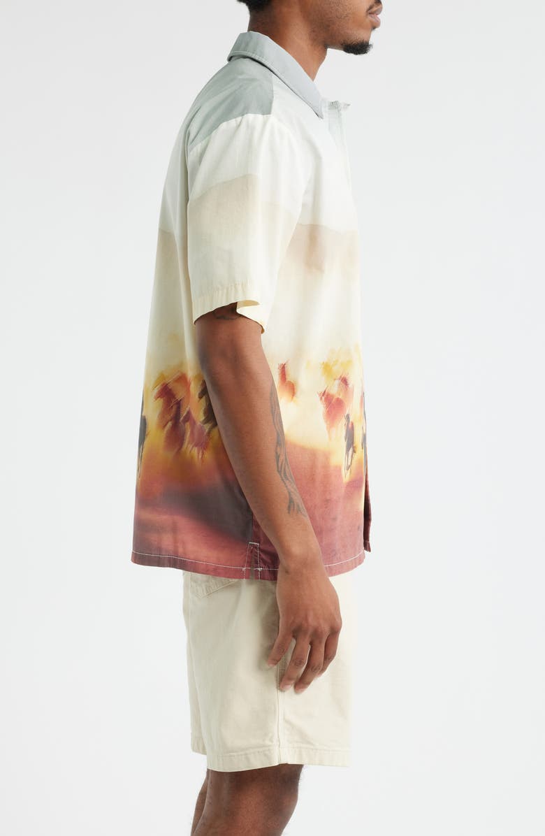 Dickies Running Wild Print Short Sleeve Cotton Button-Up Shirt, Alternate, color, 