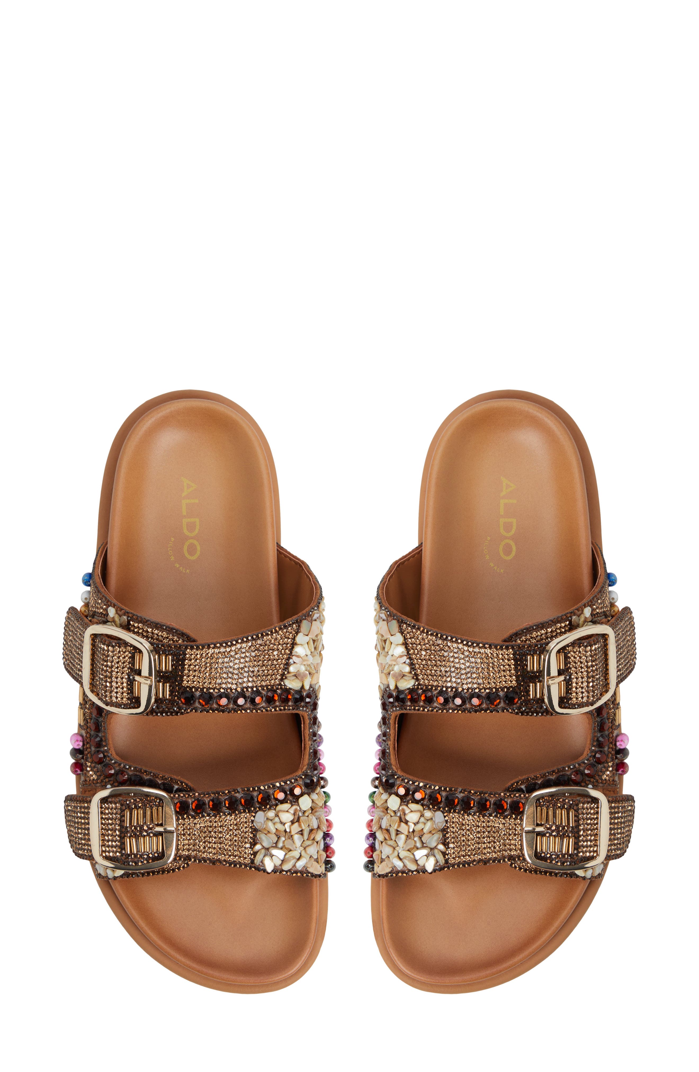 ALDO Bohochic Beaded Metallic Two-Strap Sandal, Alternate, color, 