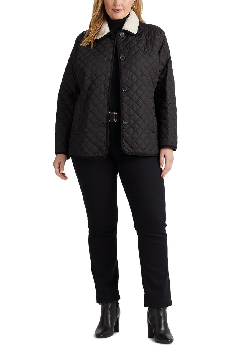Lauren Ralph Lauren Quilted Jacket with Faux Shearling Collar, Main, color,