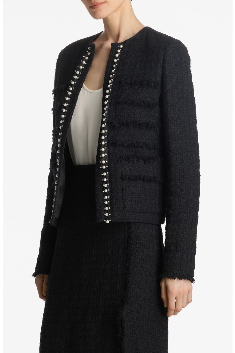Embellished Tweed Jacket, Alternate, color, BLACK