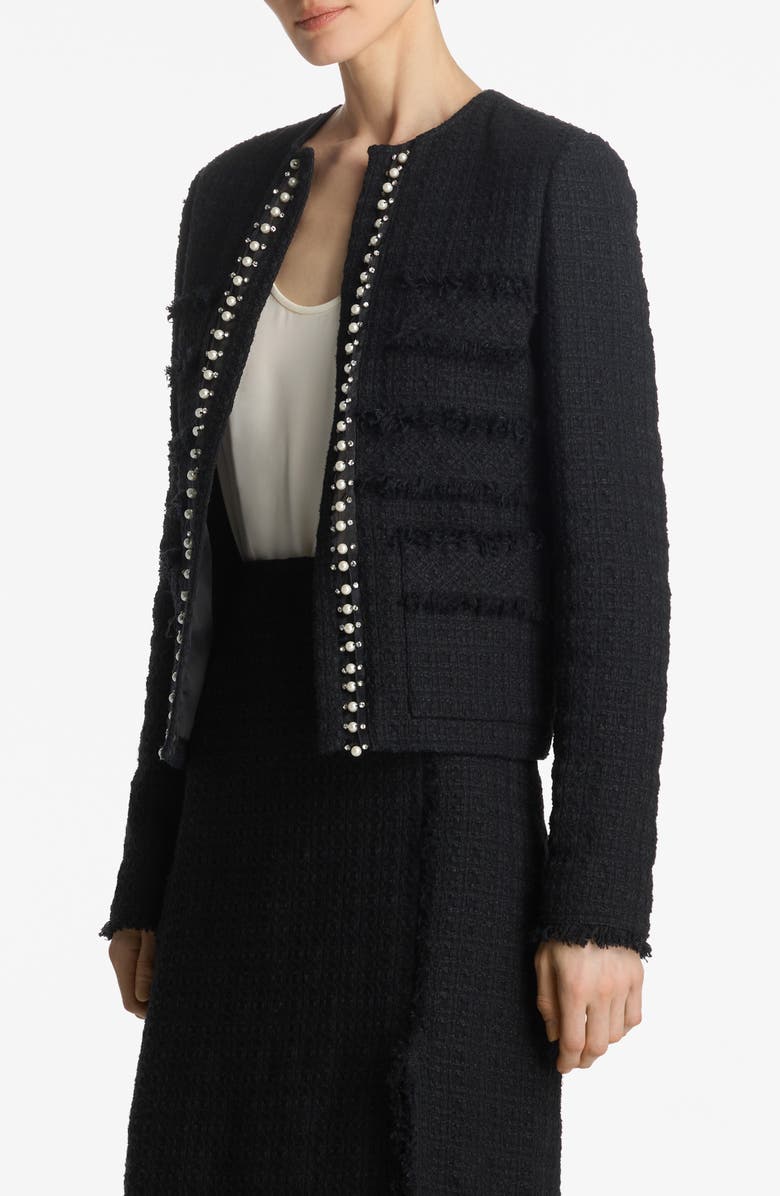 ST. JOHN Embellished Tweed Jacket, Alternate, color, Black