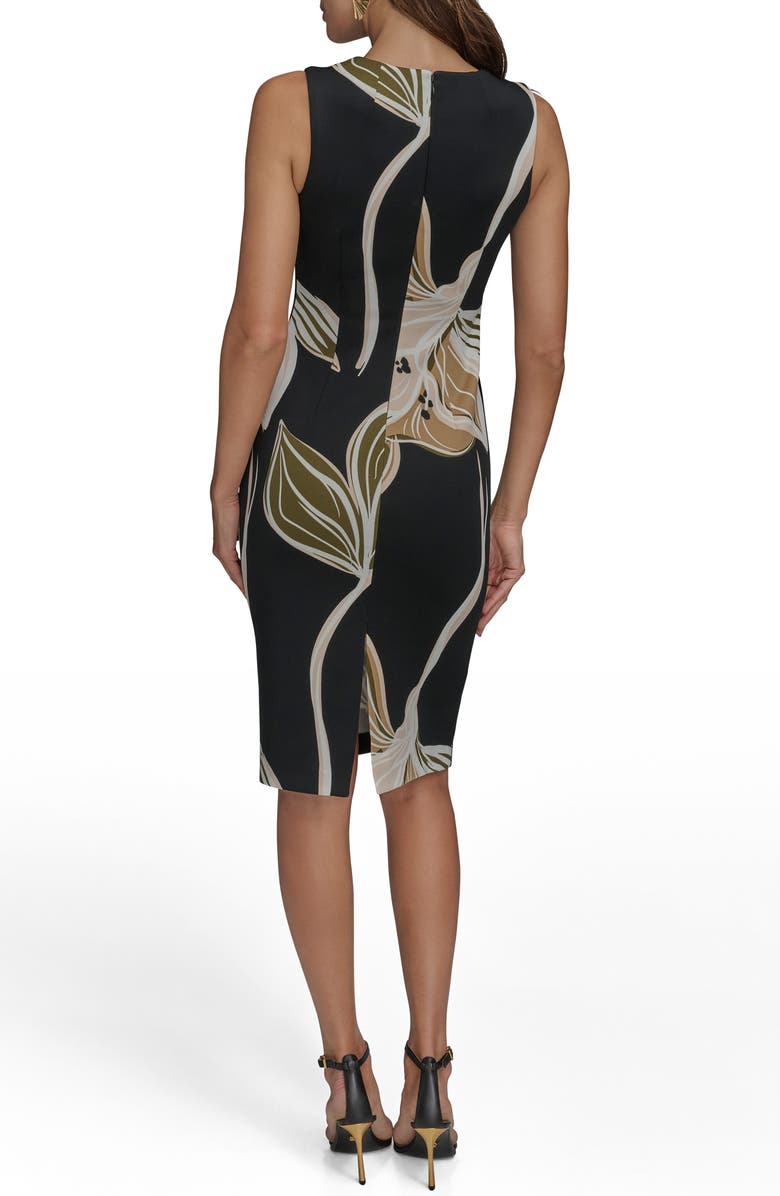 Donna Karan New York Floral Body-Con Dress, Alternate, color, Black/ Fawn