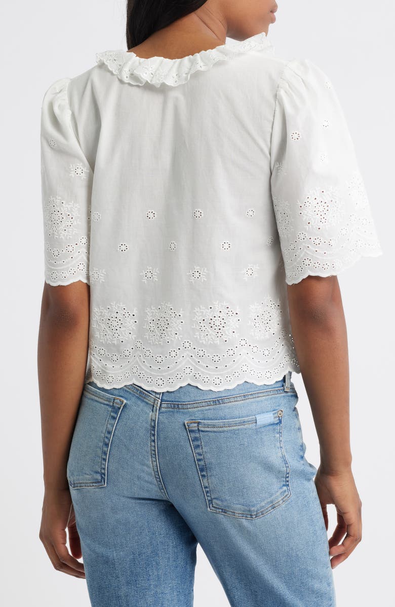 WAYF x Styled by COCO! Camilla Cotton Eyelet Crop Top, Alternate, color, Ivory