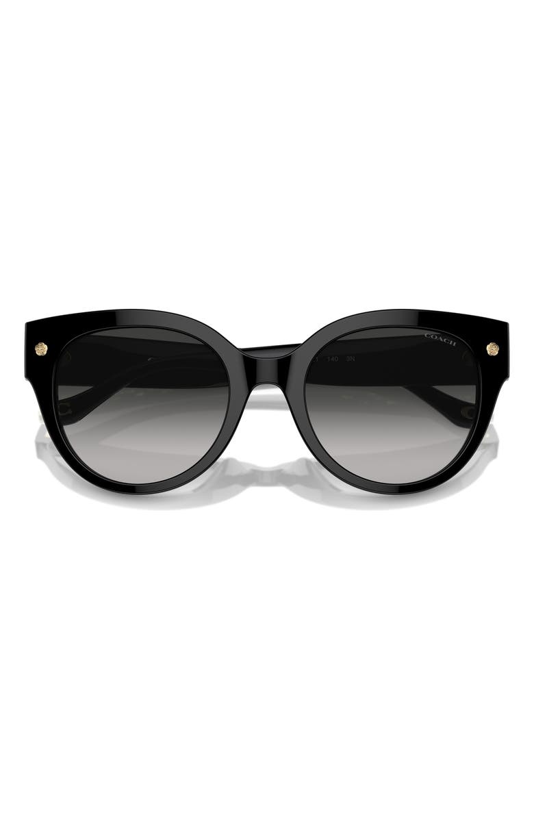COACH 53mm Gradient Round Sunglasses, Main, color, Black