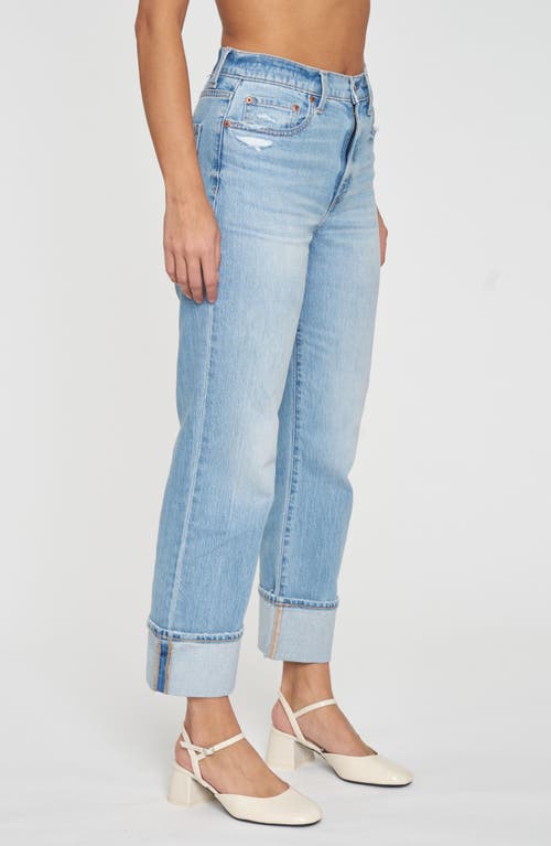 Daze Sun High Waist Cuff Crop Straight Leg Jeans In Fate