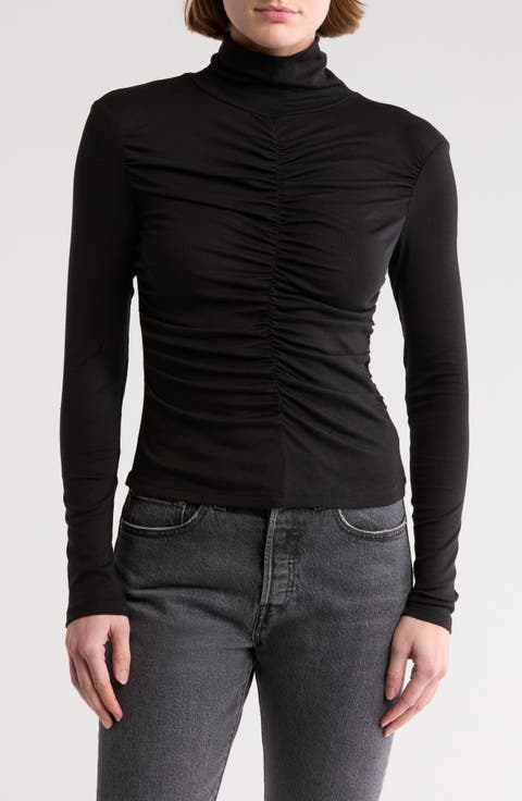 Ruched Turtleneck Top