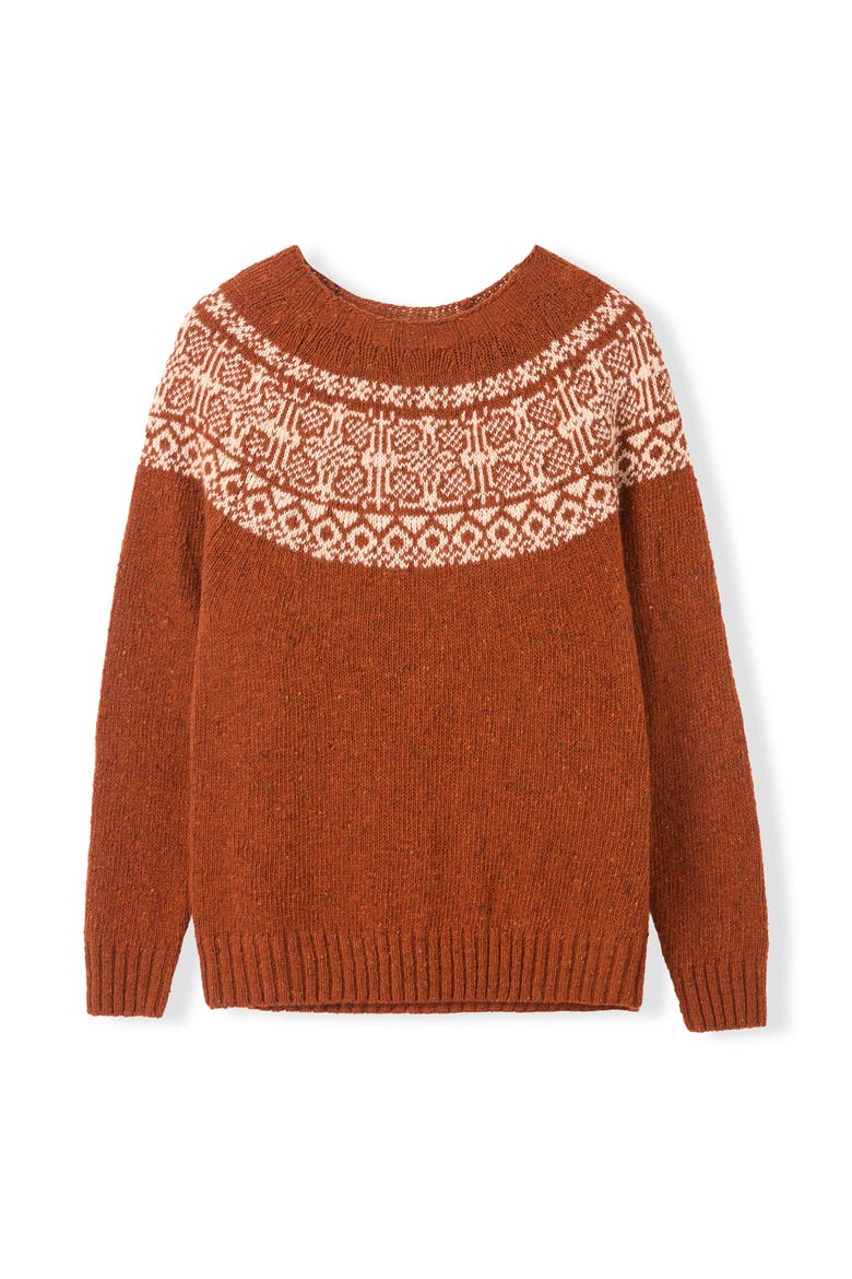 Donegal Fair Isle Yoke Sweater, Alternate, color, Rust