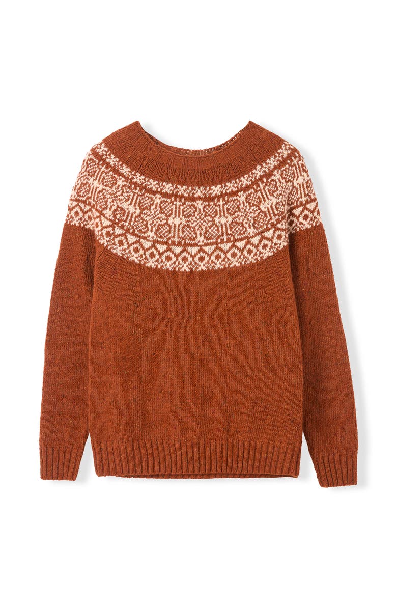 Celtic & Co. Donegal Fair Isle Yoke Sweater, Alternate, color, Rust