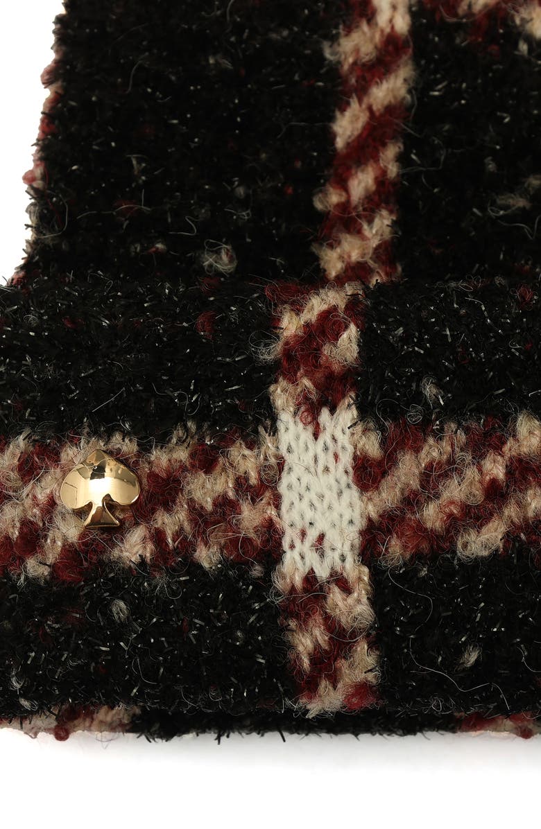 Kate Spade New York Park Ave Plaid Beanie, Alternate, color, Black