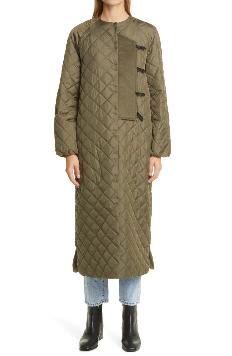 Ganni Recycled Ripstop Quilted Coat, Main, color,