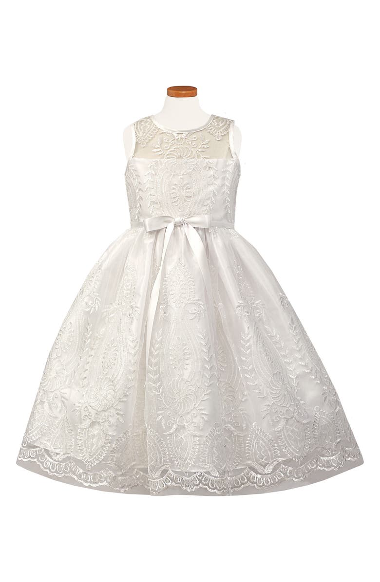 Sorbet Embroidered First Communion Dress, Main, color, 