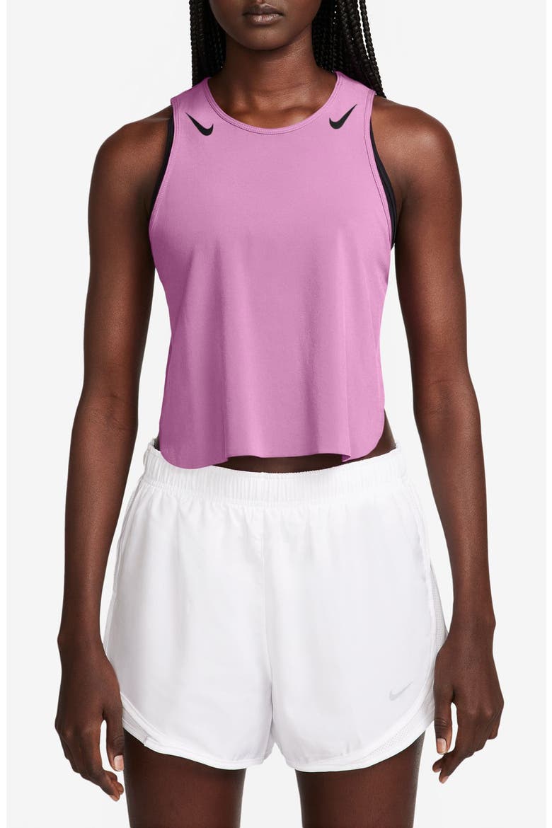 AeroSwift Dri-FIT ADV Crop Running Tank Top, Main, color, 503 L MAGN/BLACK