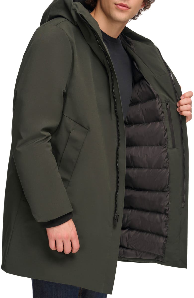 DKNY Stretch Arctic Hooded Jacket, Alternate, color, Dark Olive