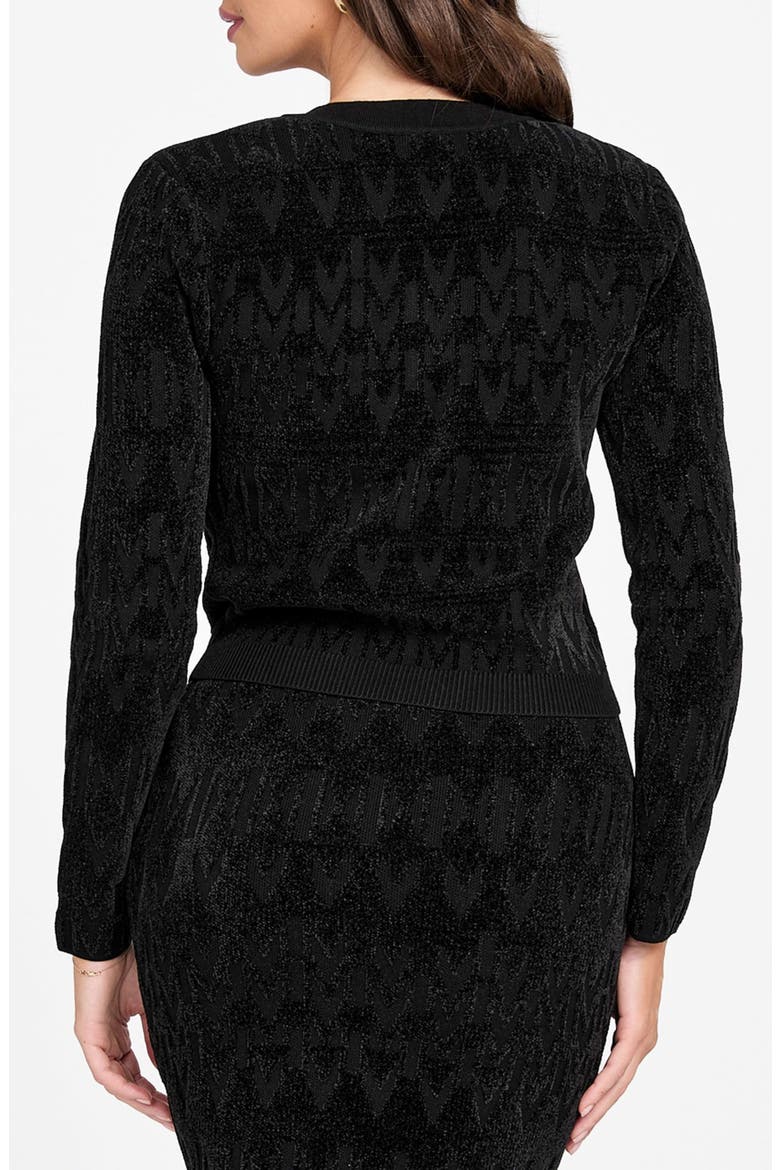Adele Logo Jacquard Chenille Zip-Up Cardigan, Alternate, color, JBLACK-BLACK