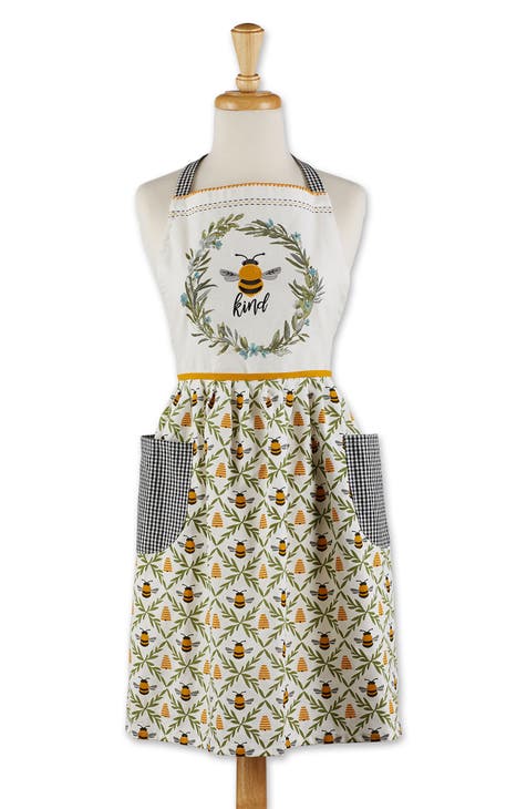 Queen Bee Yellow Cotton Hostess Apron