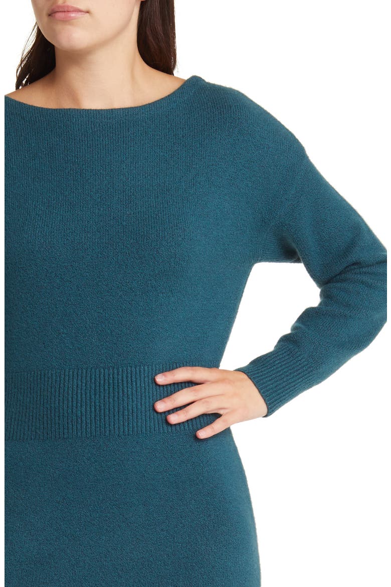 Long Sleeve Midi Sweater Dress, Alternate, color, TEAL ABYSS