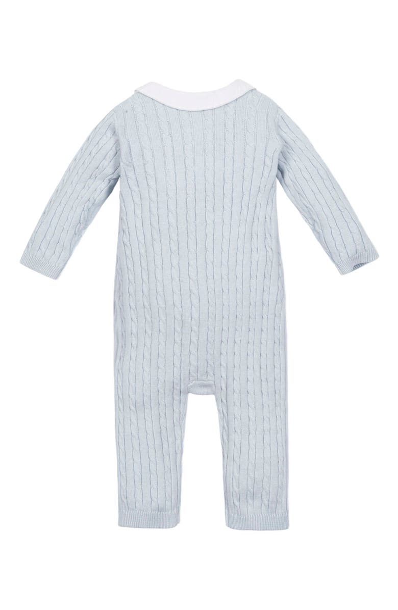 Hope & Henry Baby Organic Peter Pan Collar Sweater Romper, Infant, Alternate, color, Airy Blue Cable